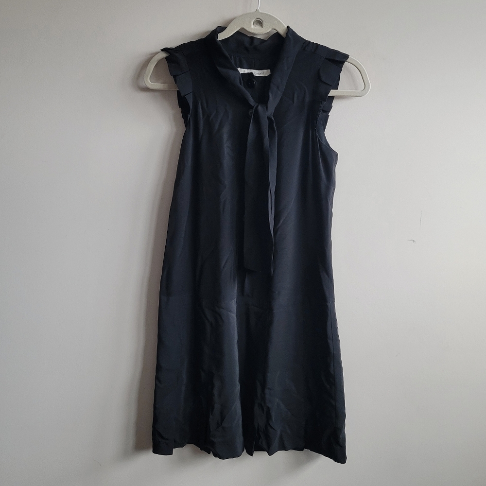 Rolando Santana Jade Silk Tie Neck Dress